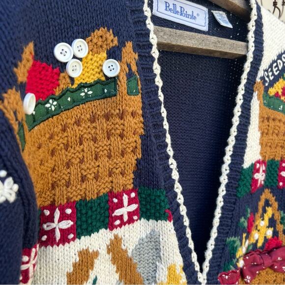 Vintage Longaberger Knit Chunky Basket Weave Cardigan Sweater Belle Pointe SMALL - Picture 4 of 8